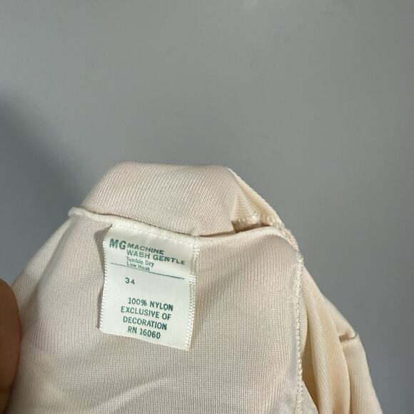 Vtg JCPENNY Long NIGHTGOWN Size 34 Small Nylon Lace Ethereal Slip Cream Color - Picture 5 of 6